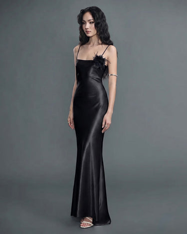 Lustre Satin Dress - Black