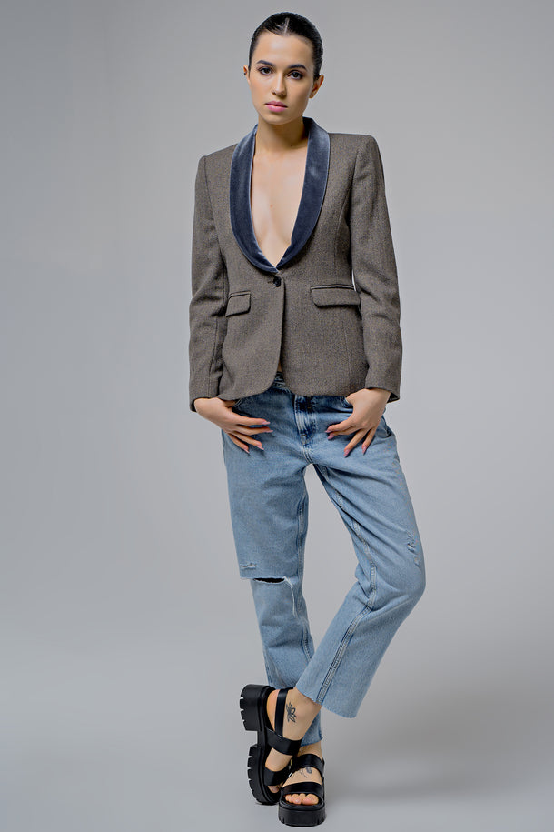 Twiggy Herringbone Blazer Dahlia Apparel 